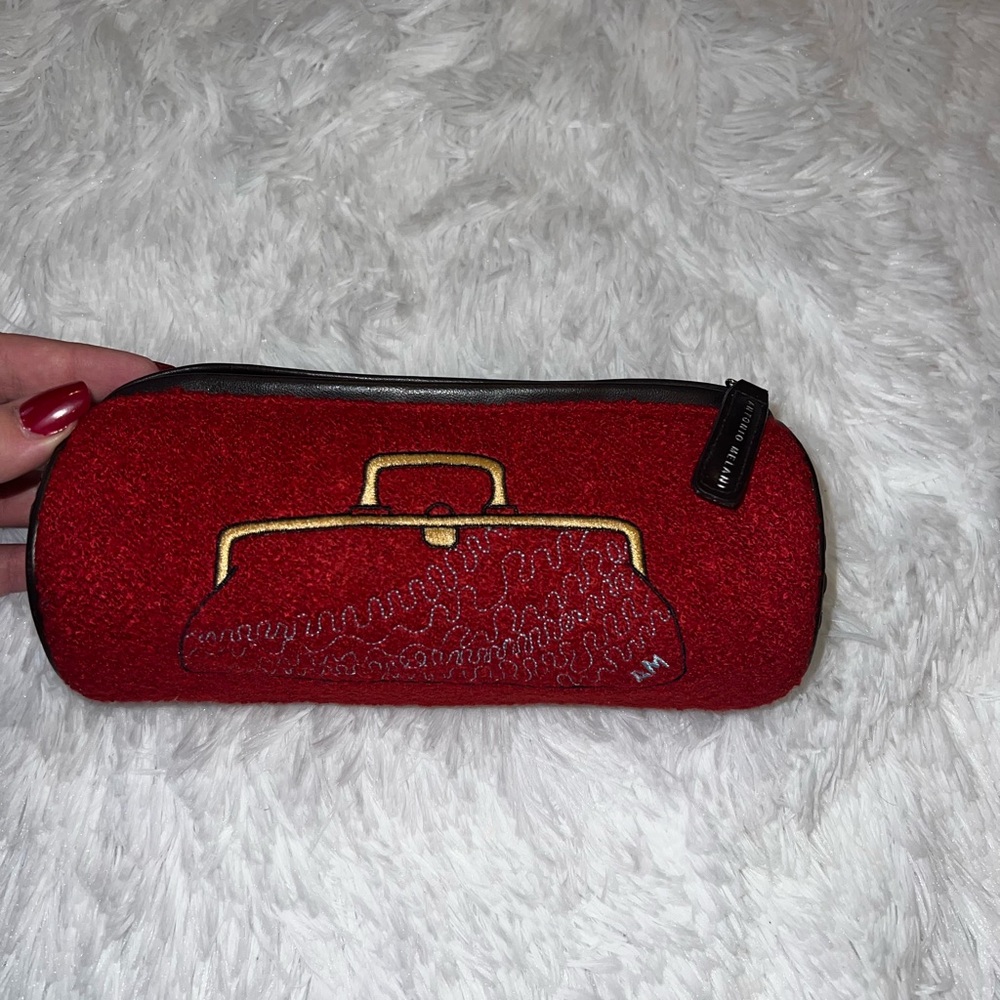 Antonio Melani Round Makeup Bag with Red Detail